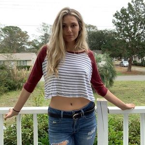 Cropped 3/4 sleeve t